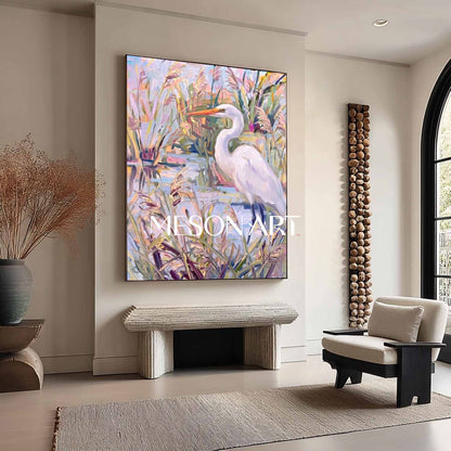 Art Deco Style Bird Painting With Vibrant Colors For Entryway