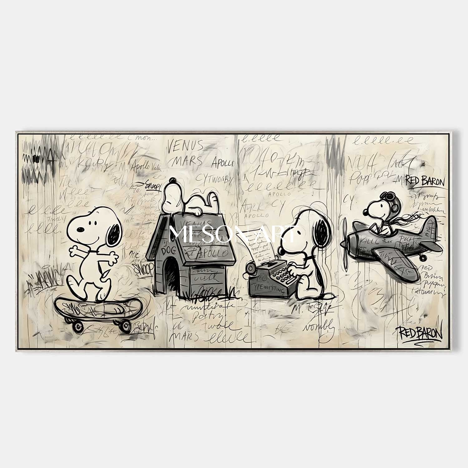 Original Snoopy Graffiti Painting Hand Painted Urban Pop Art Bedroom