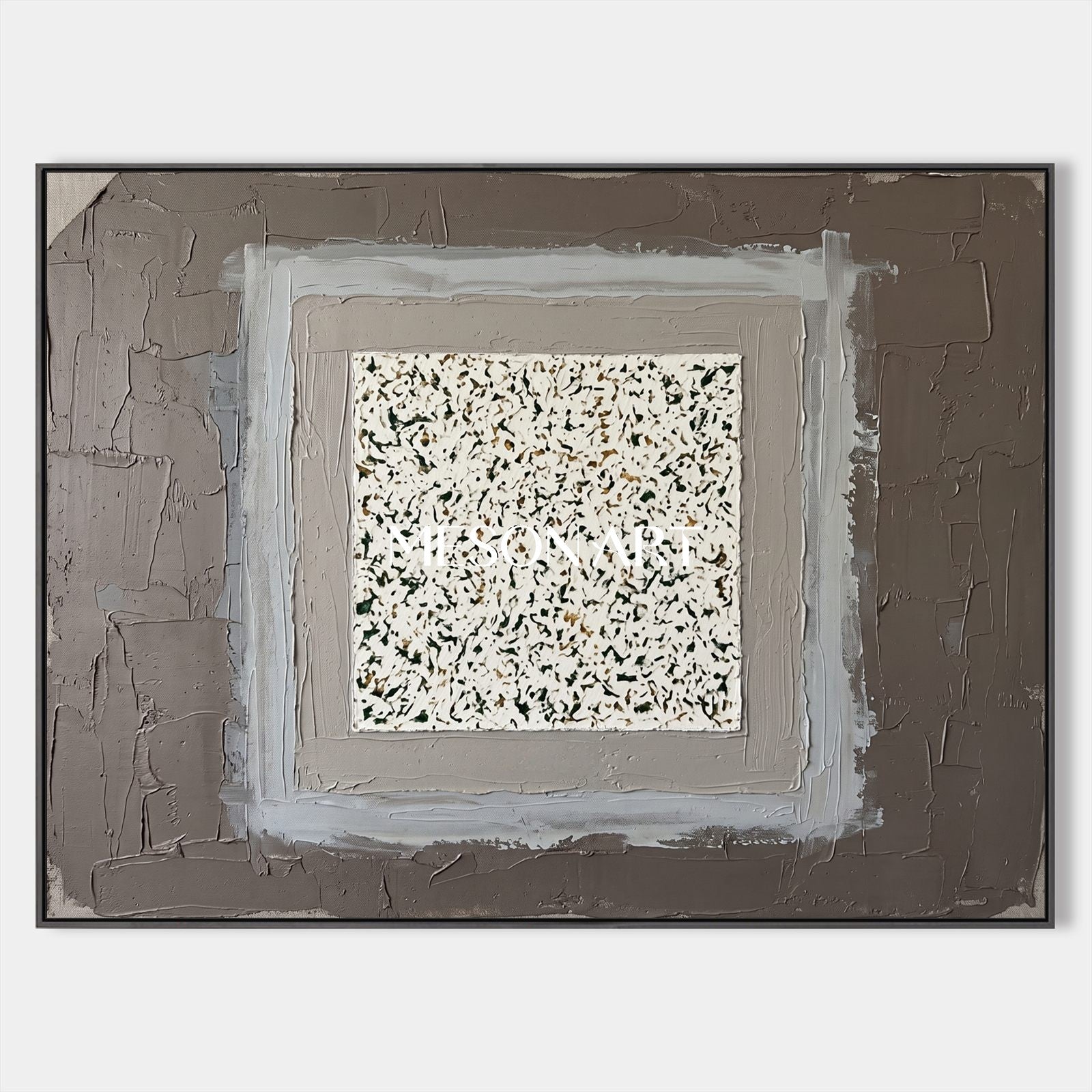 Minimalist Textured Abstract Painting With Earth Tones For Modern Home Decor