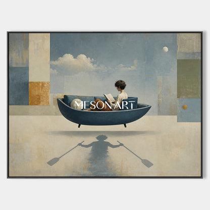 Surrealist Art Painting Dreamlike Floating Boat Sofa For Modern Living Room Decor