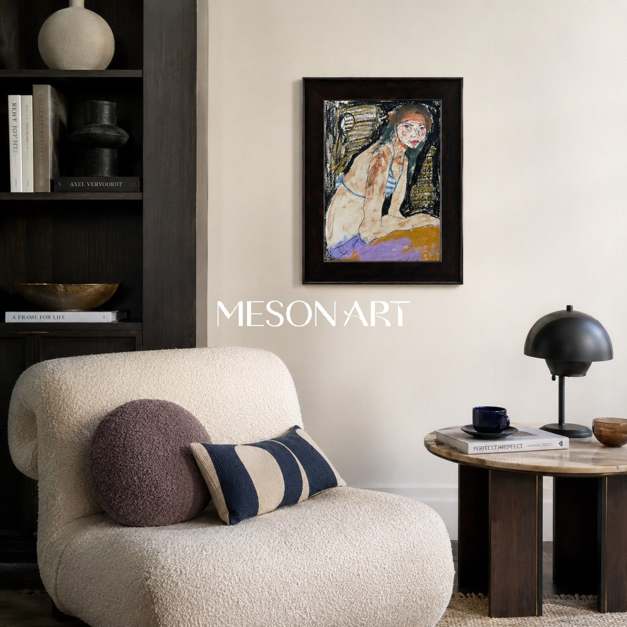 Brown And Black Contemporary Figurative Painting Original Artist Hand Painted Rectangular Wall Art Statement Artwork By Mesonart