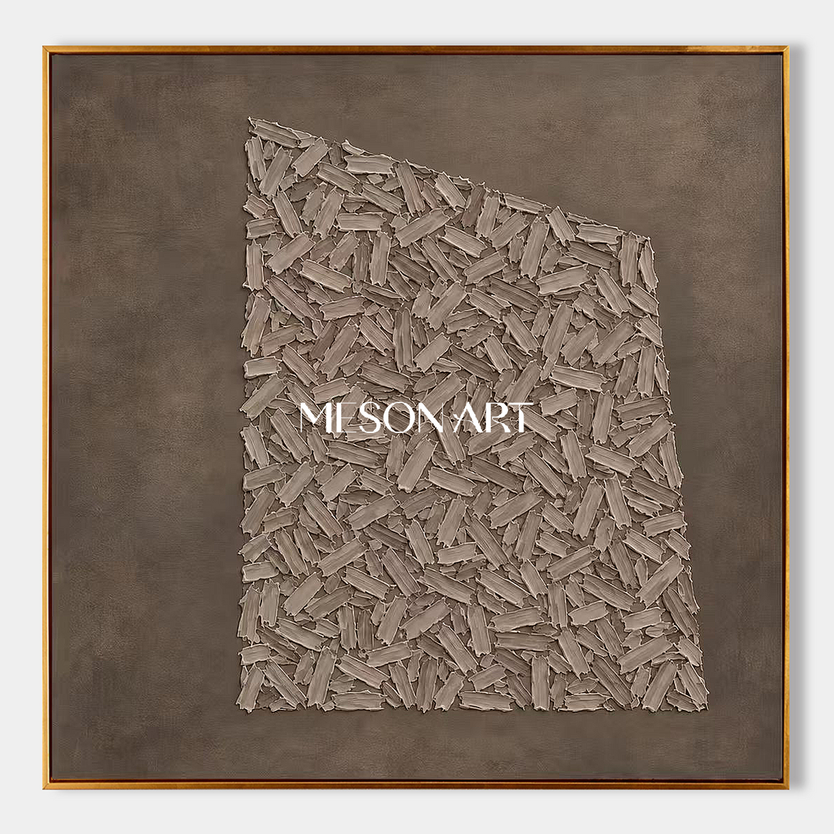Beige And Brown Abstract Textured Wall Art Square Organic Forms By Artist Style Mesonart