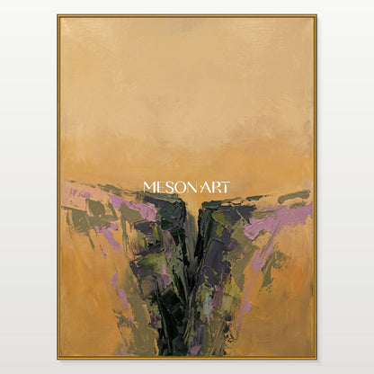 Gold And Purple Abstract Textured Painting Rectangular Wall Art Contemporary Landscape Original Artist By Mesonart