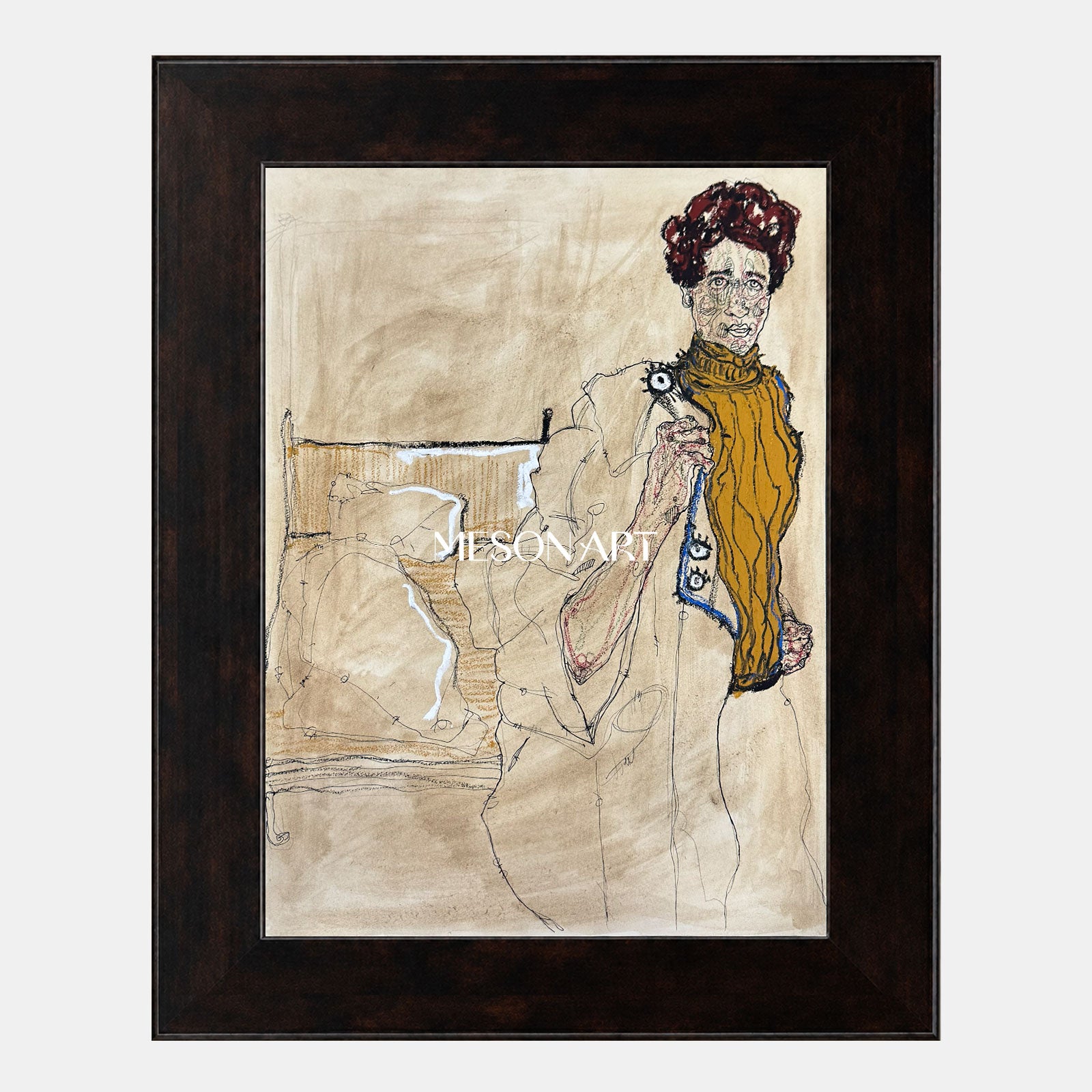 Brown And Gold Expressionist Art Rectangular Gallery Wall Decor Original Artist Hand Painted By Mesonart
