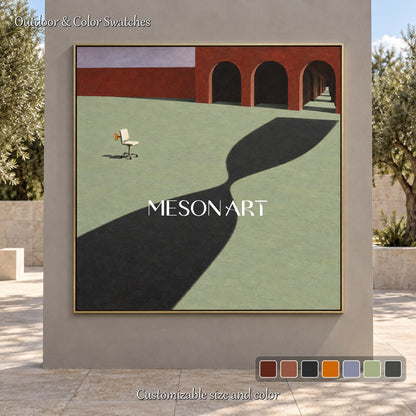 Green And Black Surrealist Abstract Painting Square Wall Art For Living Room By Mesonart