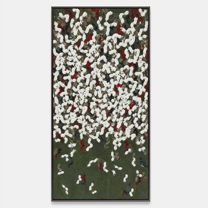 Green And White Abstract Painting Panoramic Wall Art Impasto Palette Knife Minimalist Contemporary By Mesonart