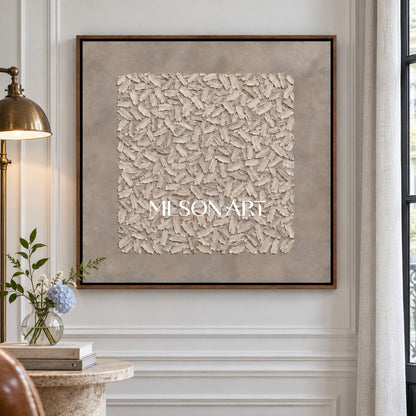 Gray And White Abstract Painting Square Textured Wall Art Modern Wabi Sabi Neutral Decor For Living Room By Mesonart