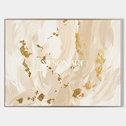 Luxury Minimalist Abstract Art With Gold Leaf For Modern Living Rooms And Bedrooms