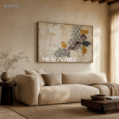 Minimalist Abstract Painting With Textured Relief For Modern Living Room Decor