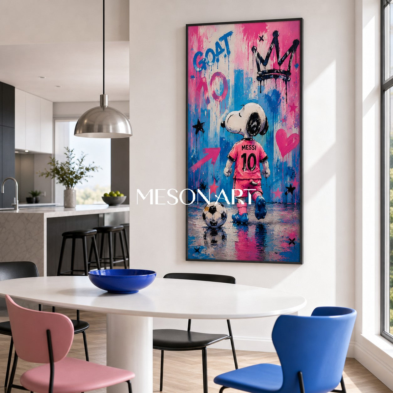 Crowned Champion Pop Art Painting With Pink Jersey And Graffiti Style For Kids Room