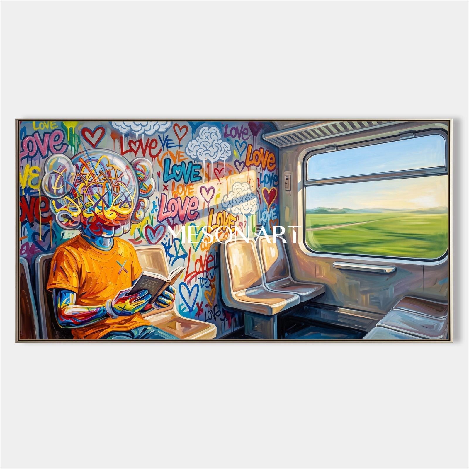 Large Kaws Subway Painting Pop Art Graffiti Wall Decor For Modern Living Room Entryway