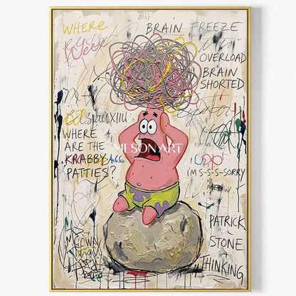 Pink And White Pop Art Graffiti Cartoon Painting Rectangular Wall Art Original Artist By Mesonart