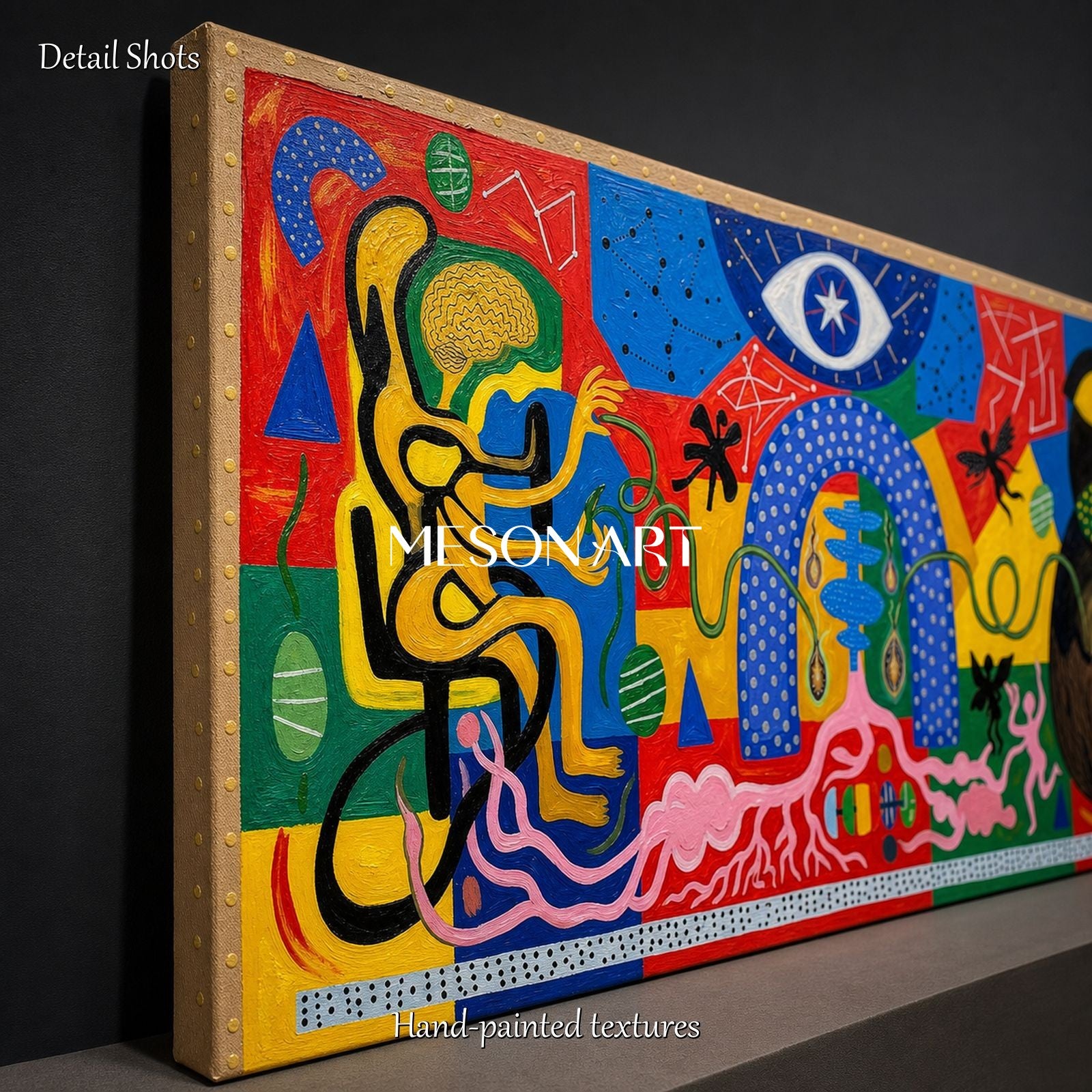 Vibrant Abstract Surrealist Painting With Bold Colors For Modern Living Room Wall Art Decor