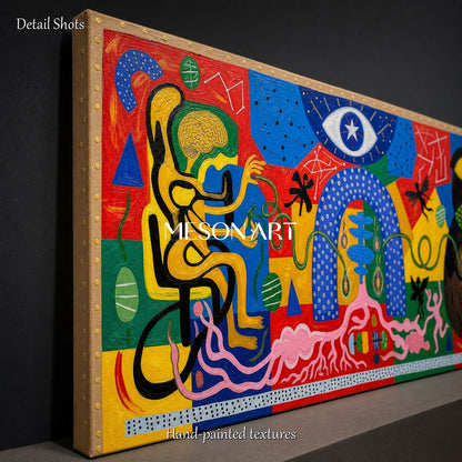 Vibrant Abstract Surrealist Painting With Bold Colors For Modern Living Room Wall Art Decor