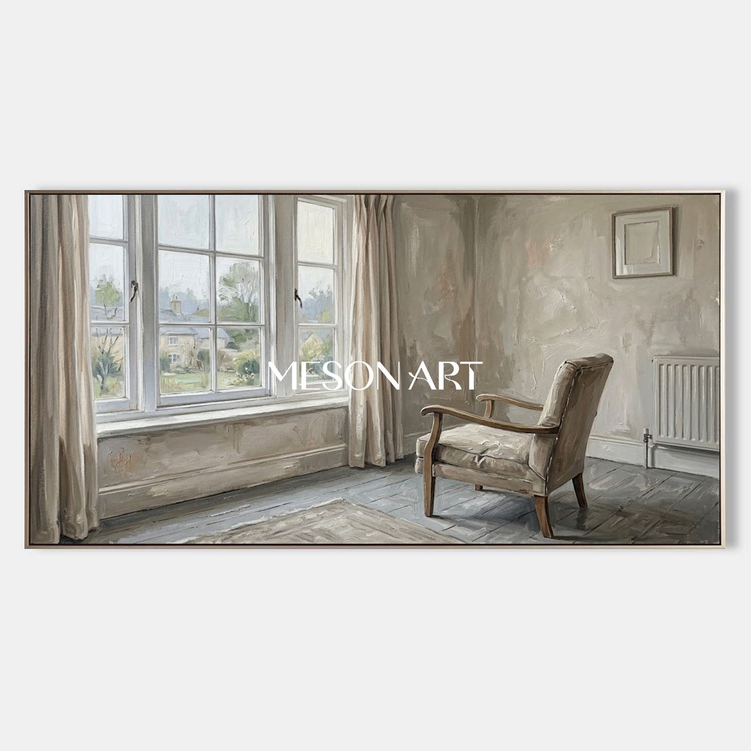 Art Deco Inspired Horizontal Canvas Art With Timeless Neutral Palette