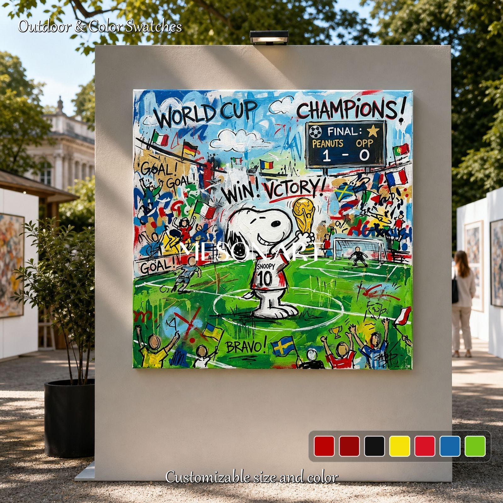 Snoopy World Cup Champion Pop Art Painting For Kids Room And Living Space Decor