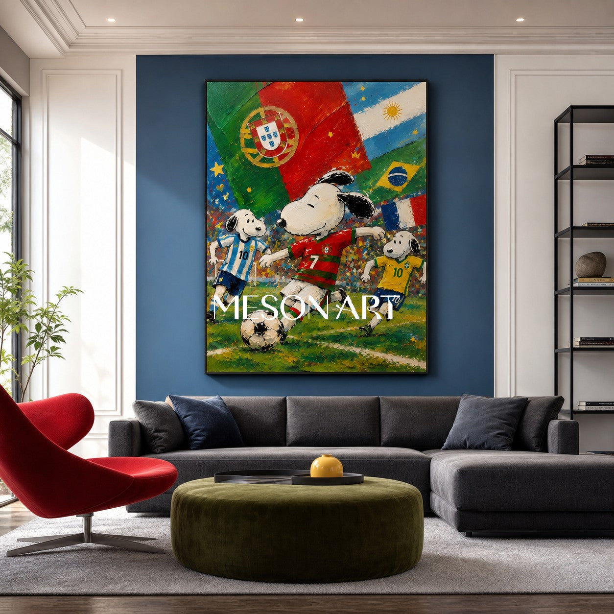 Snoopy World Cup Soccer Painting Vibrant Graffiti Style Art For Kids Room