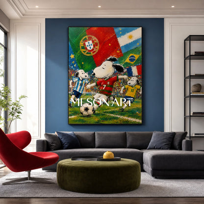 Snoopy World Cup Soccer Painting Vibrant Graffiti Style Art For Kids Room