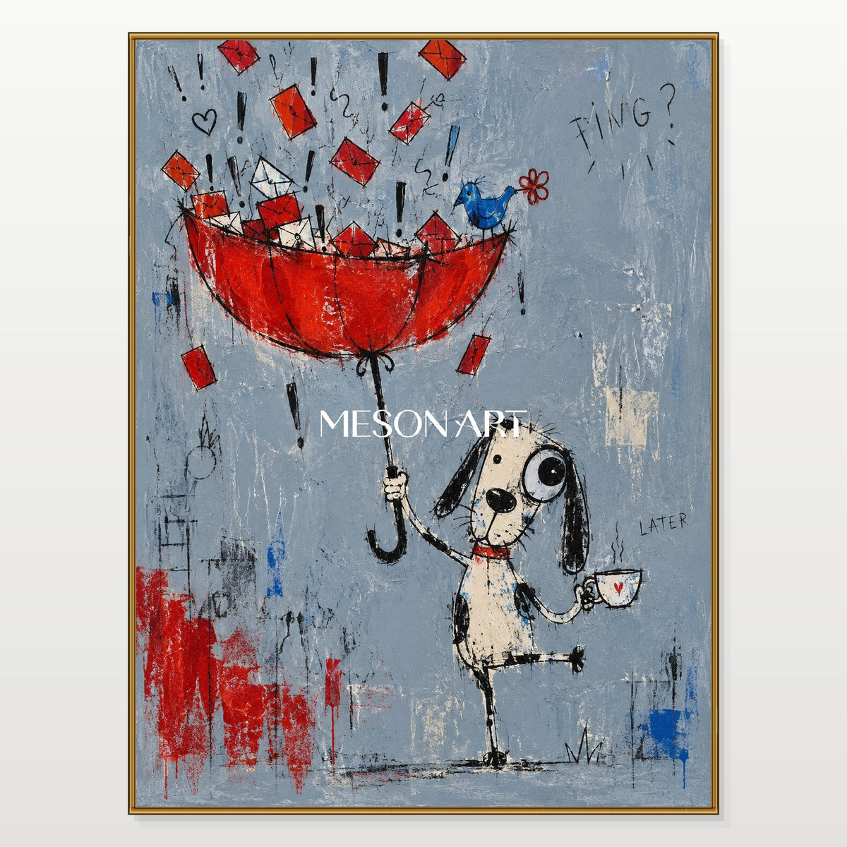 Red And Blue Graffiti Abstract Painting Rectangular Wall Art Original Artist Hand Painted By Mesonart