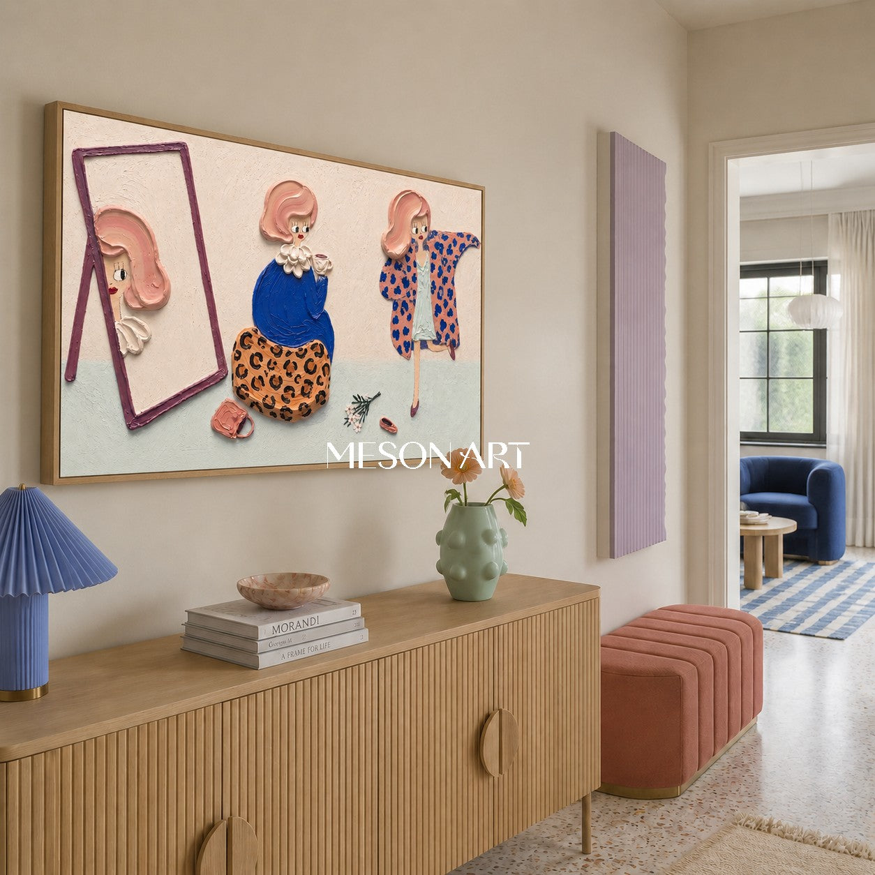 Quadro di moda in stile Pop Art con rilievo strutturato per l'arredamento di una camera da letto moderna