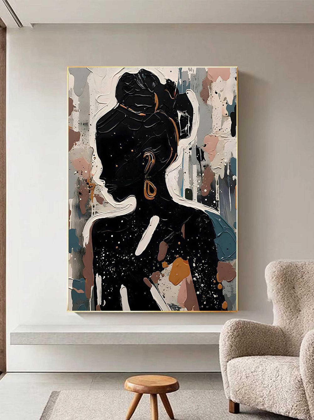 Black Abstract Woman Oil Painting Black Abstract Woman Canvas Art ...