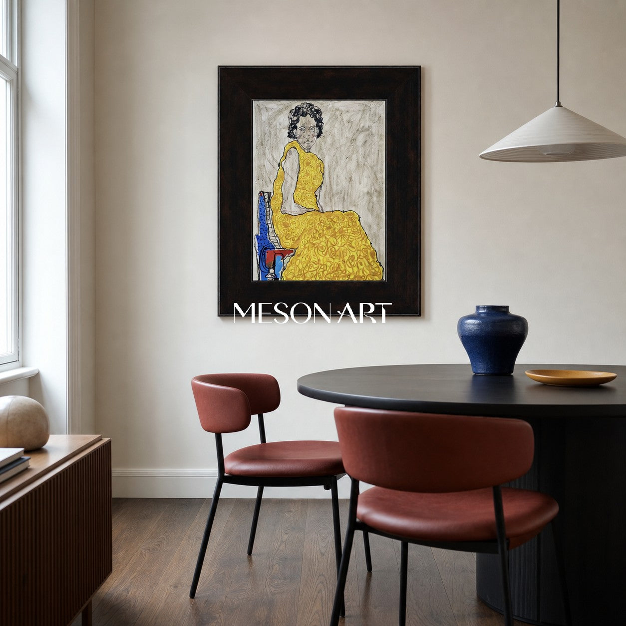 Yellow Expressionist Portrait Canvas Wall Art for Modern Home Decor