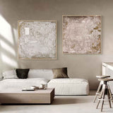Set of 2 Gray and Brown Textured Abstract Canvas Art Wabi Sabi Art 3D Minimalist Wall Painting