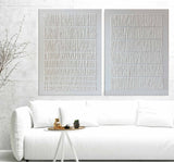3D White Plaster Abstract Art Set Of 2 Plaster Painting On Canvas For Sale Plaster Canvas Artwork