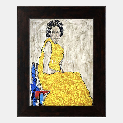 Yellow Expressionist Portrait Canvas Wall Art for Modern Home Decor