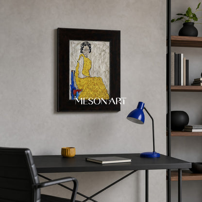 Yellow Expressionist Portrait Canvas Wall Art for Modern Home Decor