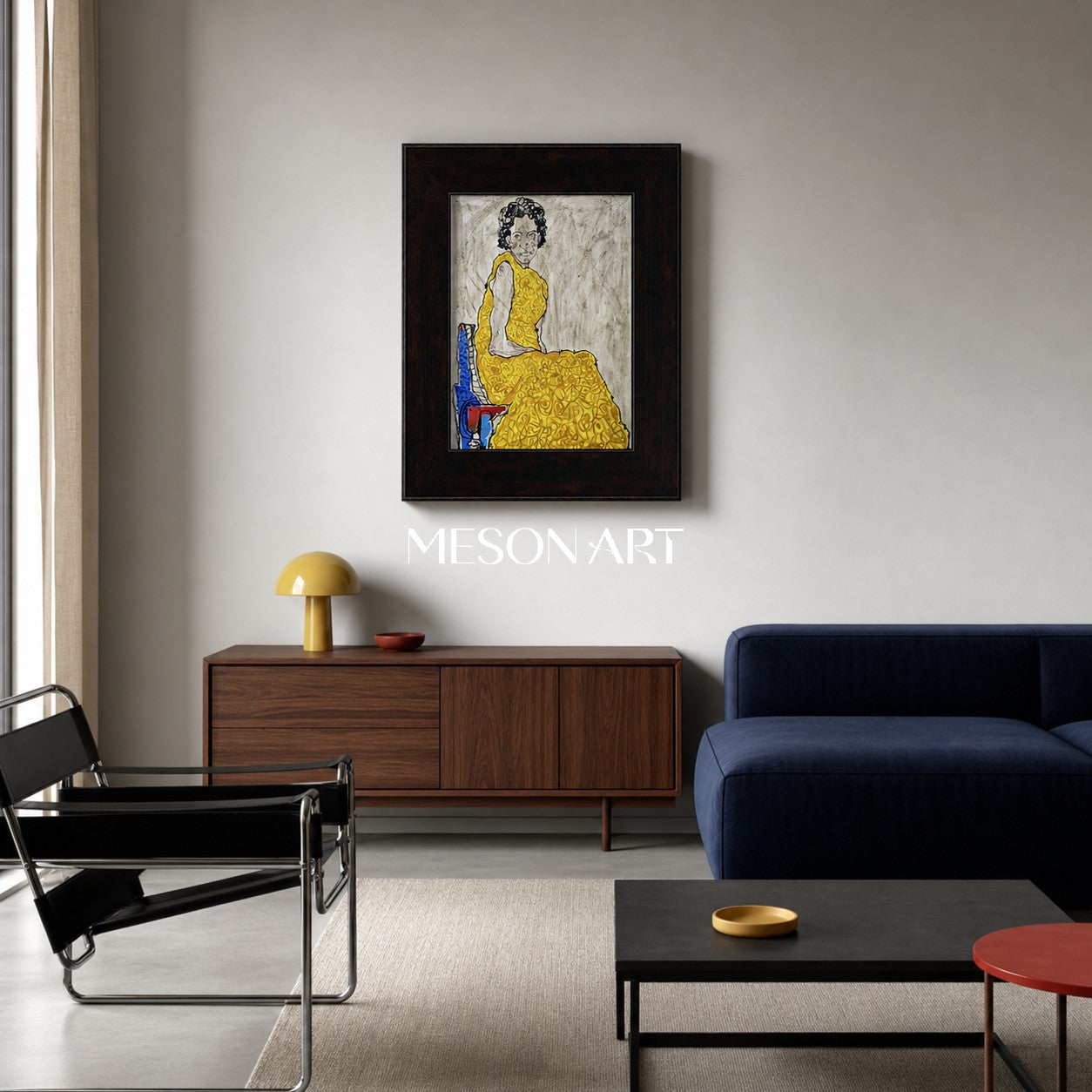 Yellow Expressionist Portrait Canvas Wall Art for Modern Home Decor