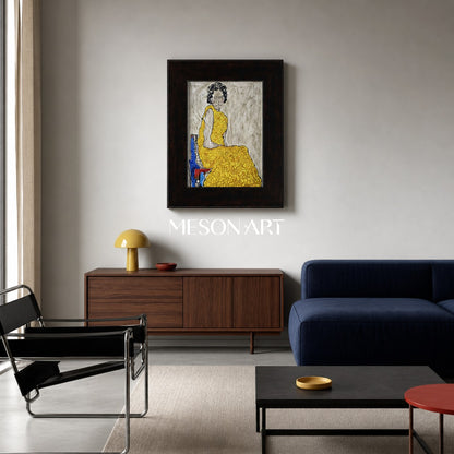 Yellow Expressionist Portrait Canvas Wall Art for Modern Home Decor