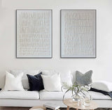 3D White Plaster Abstract Art Set Of 2 Plaster Painting On Canvas For Sale Plaster Canvas Artwork