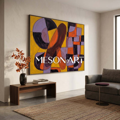 Contemporary Abstract Art With Bold Yellow And Black Geometry For Modern Living