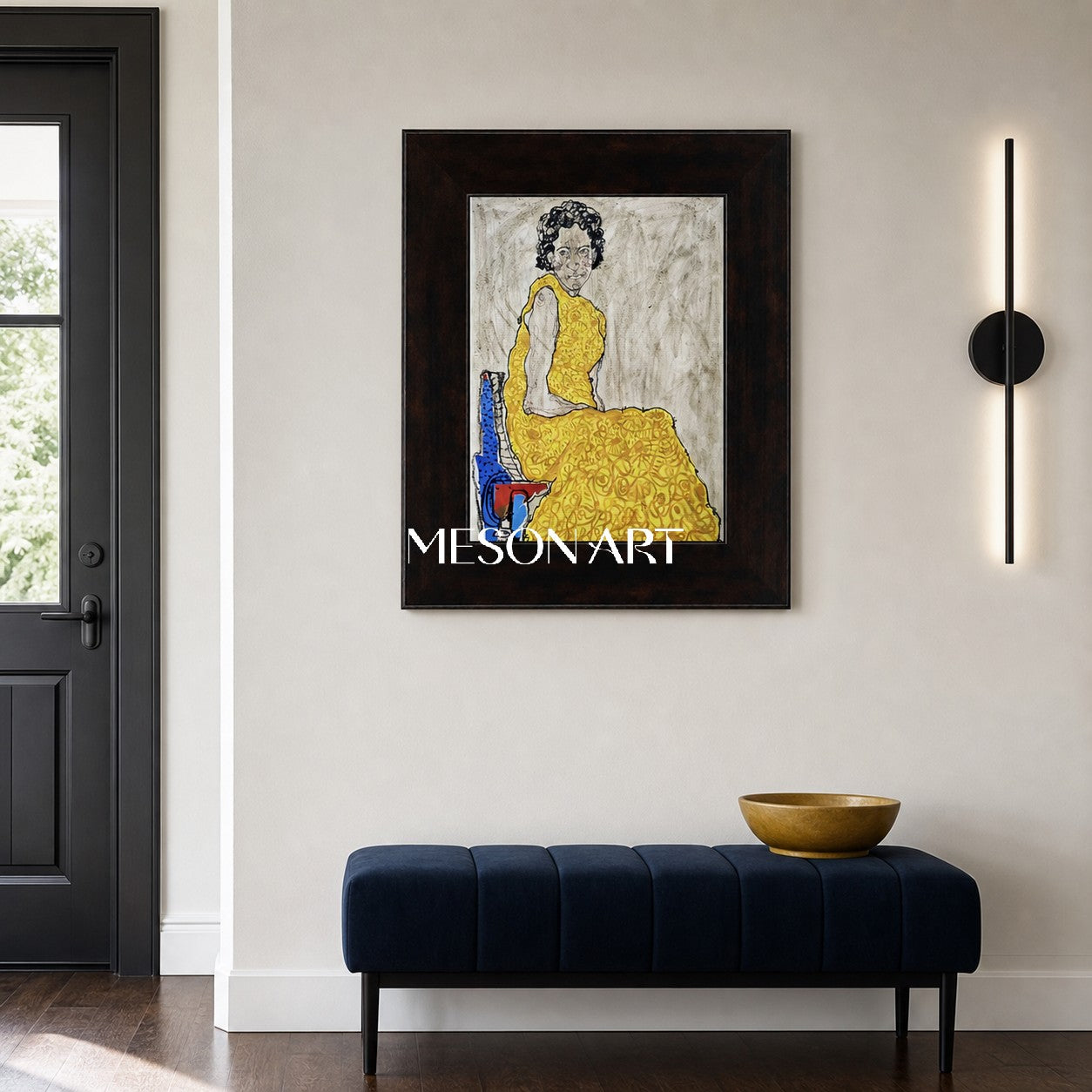 Yellow Expressionist Portrait Canvas Wall Art for Modern Home Decor