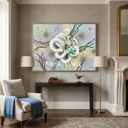 Surrealist Textured Botanical Wall Art for Modern Luxury Living Room