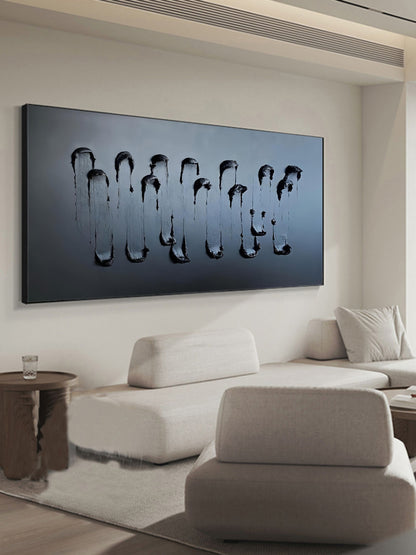 Large 3D Black Abstract Art Black Textured Wall Art Black Texture Acrylic Canvas Painting Black Art