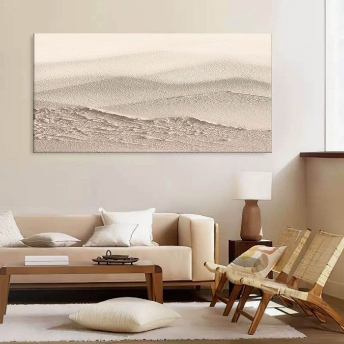 3D Large Beige Textured Abstract Canvas Art Wabi Sabi Wall Decor Thick ...