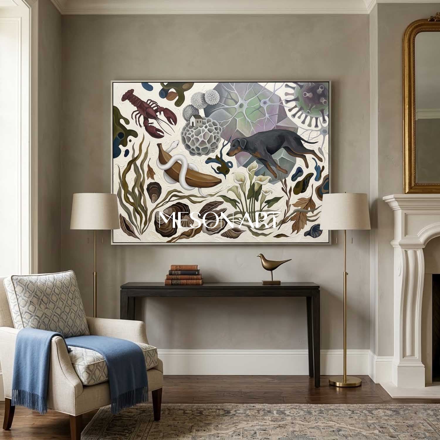 オリジナルのシュルレアリスム絵画テクスチャ大型キャンバスベッド
