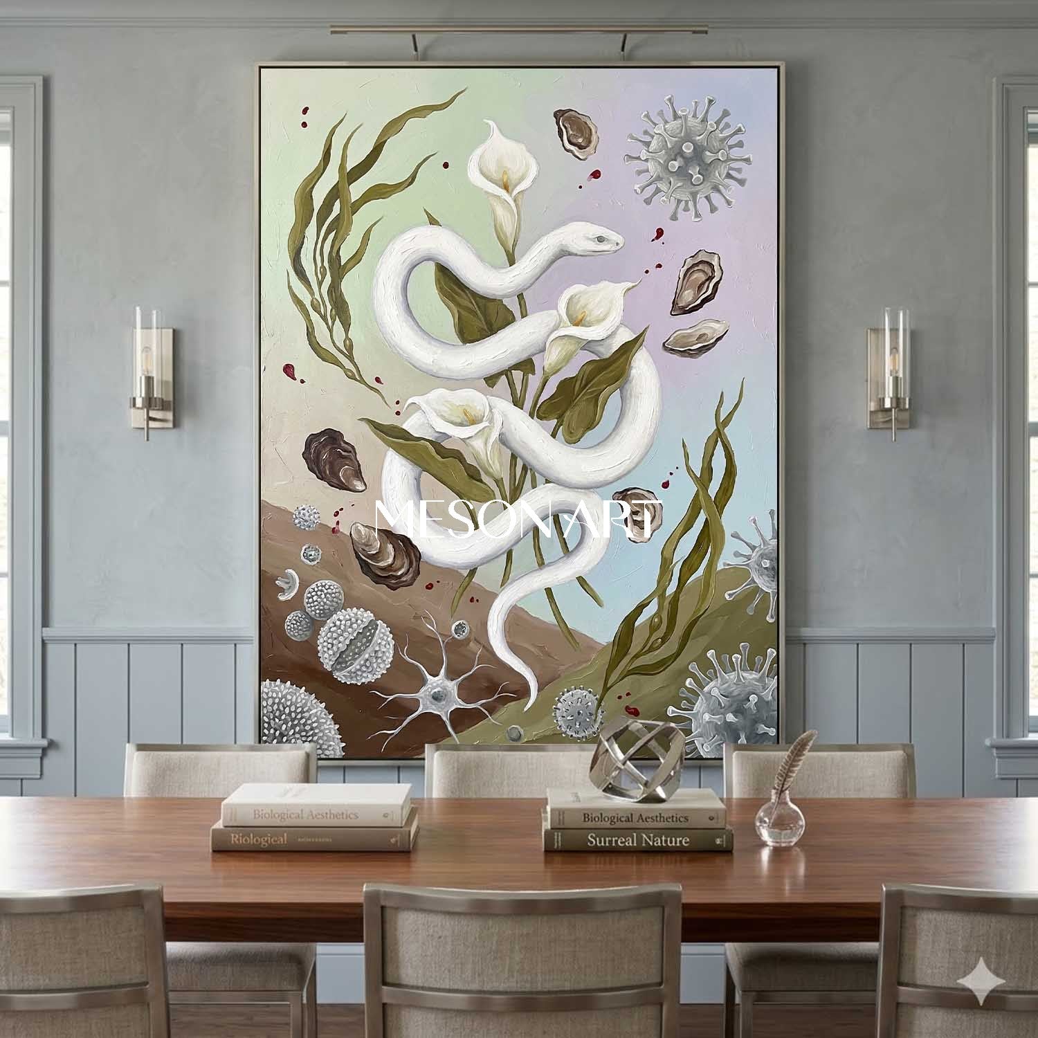 Original Surrealist Oil Painting Hand Painted Calla Wall Art Above Couch Decor