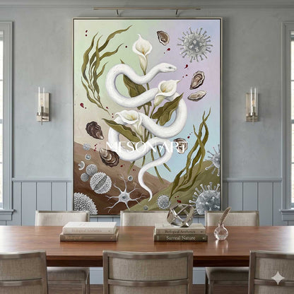 Original Surrealist Oil Painting Hand Painted Calla Wall Art Above Couch Decor