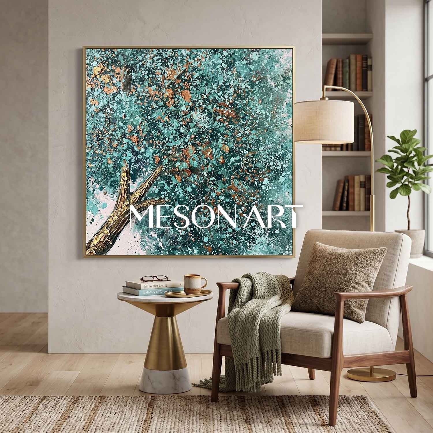 Contemporary Cubist Abstract Painting With Geometric Shapes And Neutral Tones For Modern Home Decor