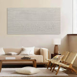 3D Large White Textured Abstract Canvas Art Plaster Wall Art Minimalist Textured Acrylic Wall Painting