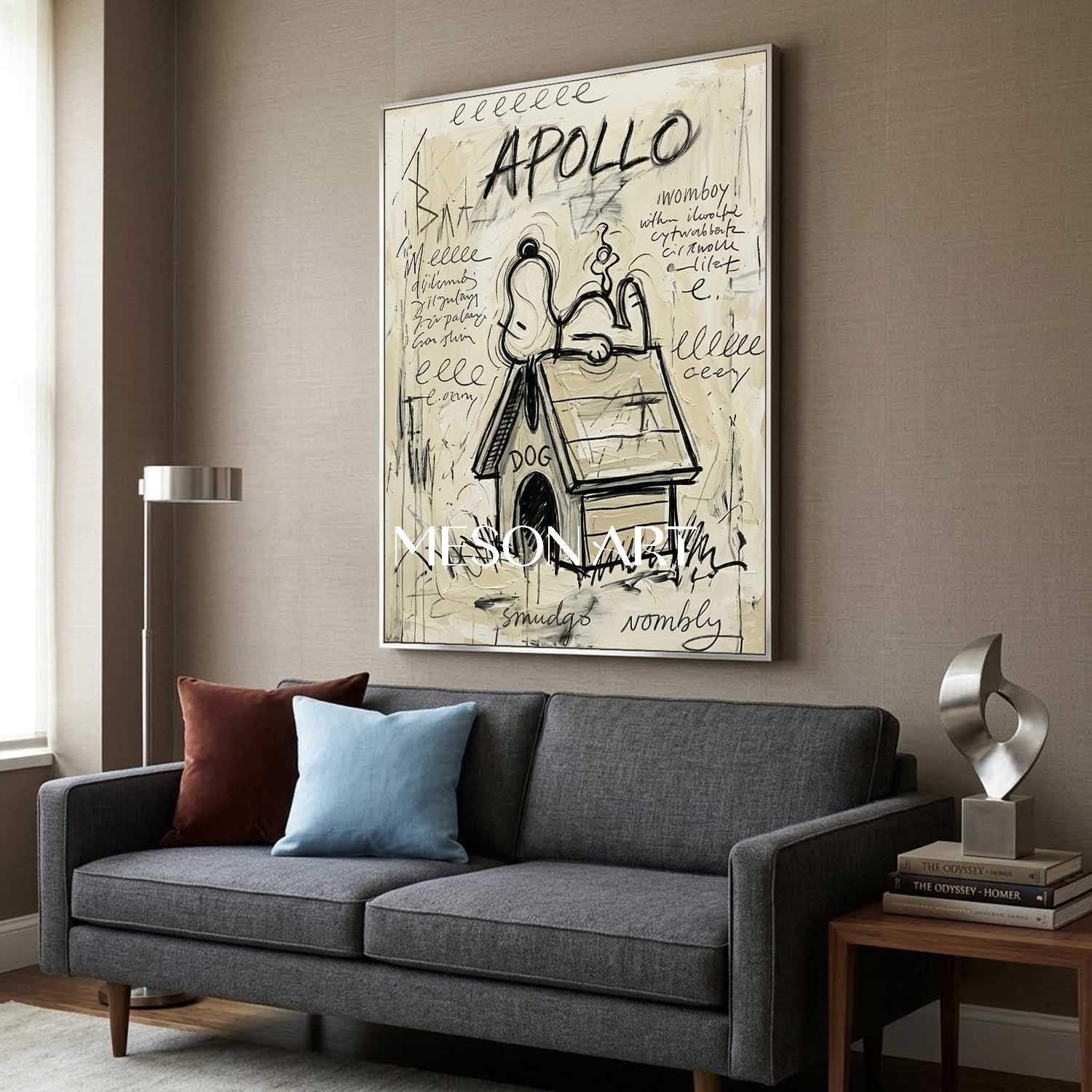Street Art Snoopy Painting Kids Room Modern Office Console Table Canvas