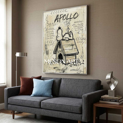 Street Art Snoopy Painting Kids Room Modern Office Console Table Canvas