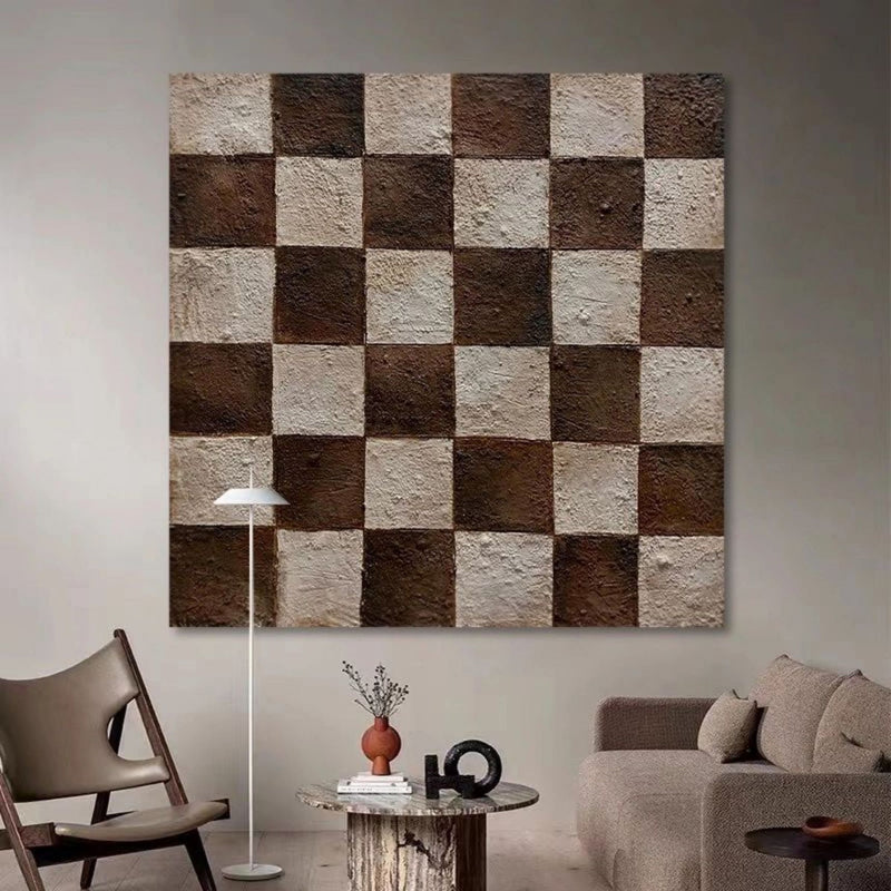 Brown and Gray Art on Canvas Wabi Sabi Wall Decor Brown and Gray Minimalist Paintings for Sale