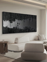 Large 3D Black Abstract Art Canvas Black Textured Wall Art Black Textured Acrylic Painting Living Room Painting