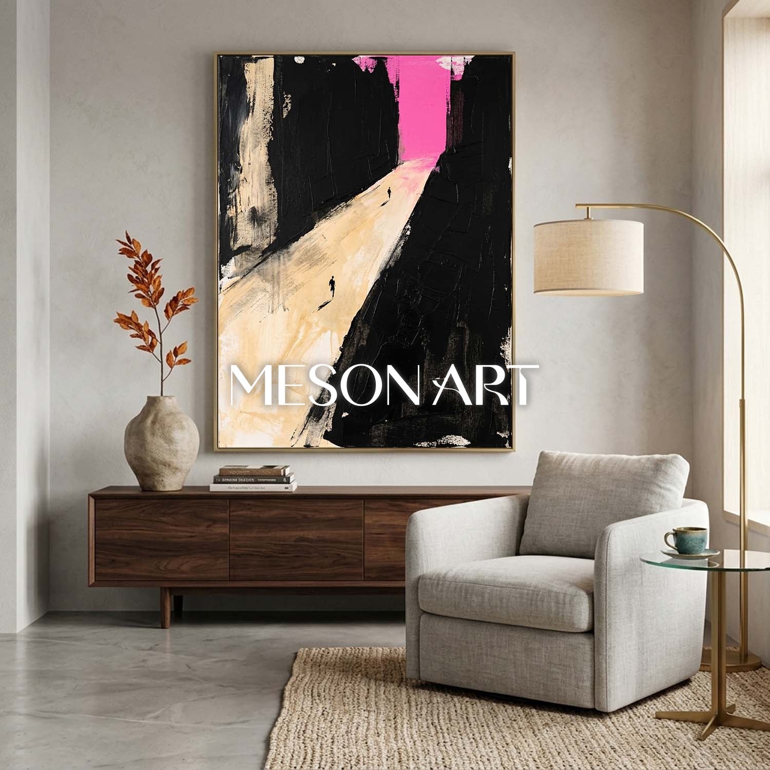 Colorful Pop Art Painting With Geometric Shapes For Modern Living Room Decor