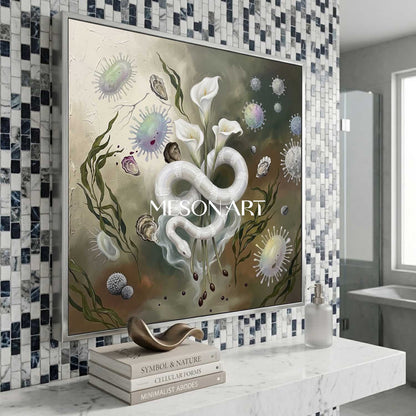 Large Hand Painted Spa Surrealism Wall Art Symbolist Calla Lily Canvas