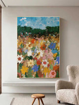 Flowers Oil Canvas Painting Palette Knife Flowers Painting Flowers Texture Painting Color Flower Wall Art